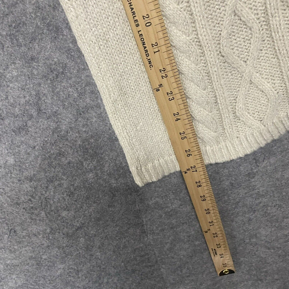 Talbots Alpaca Wool Blend Cable Knit‎ Sweater Sz M Cream Metallic Cowl Neck NOTE - Picture 9 of 9